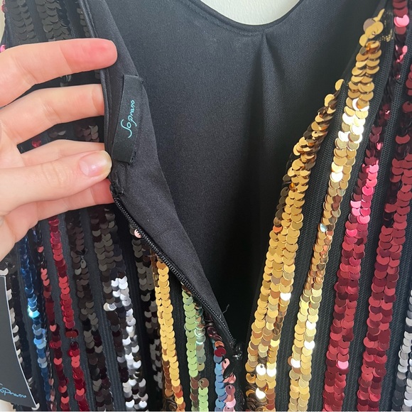NWT Soprano Sleeveless Sequin Striped Midi Dress Multi Colored Size Small - Picture 6 of 10